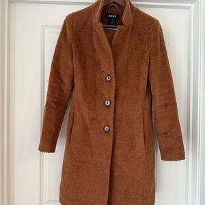 DKNY WOOL Women's Camel Teddy coat size US 2